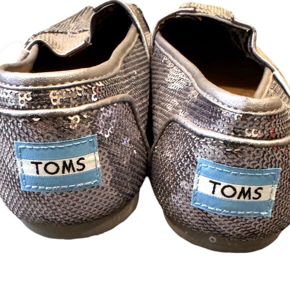 TOMS Pewter Sequin Classics Flats Womens Size 8 Slip ons - Picture 4 of 6